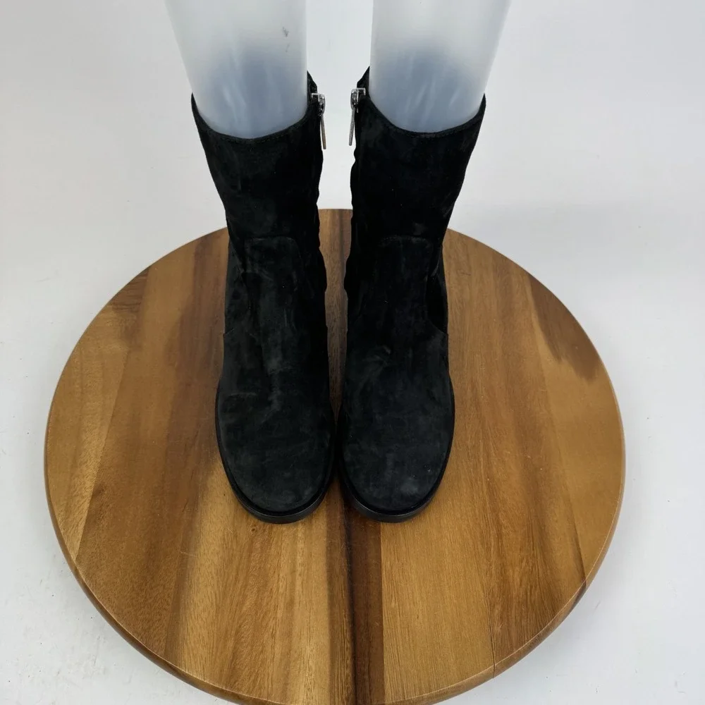 New Womens Aquatalia‎ Brigitte Luxe Black Suede Casual Heeled Ankle Boots Size 8